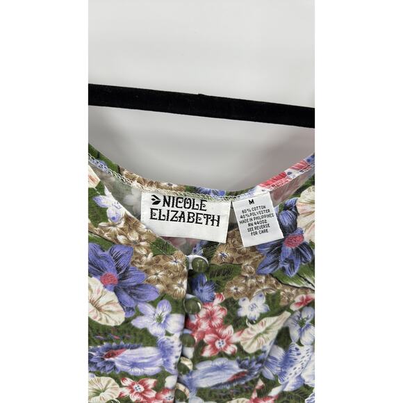 Vintage Nicole Elizabeth floral midi lace up back tie dress 80s 90s size M - Picture 8 of 8